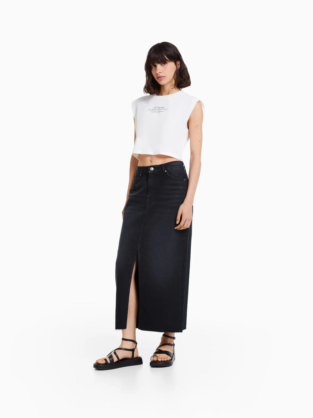 Long denim skirt