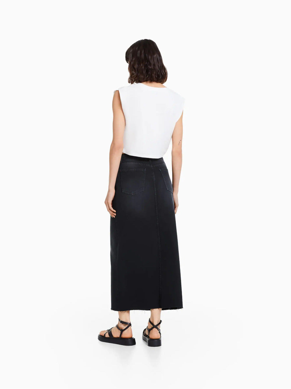 Long denim skirt