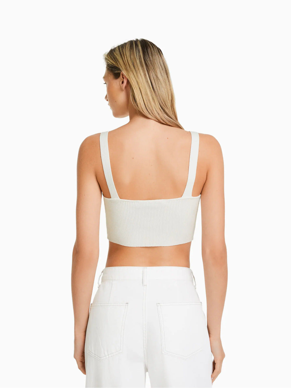 Ribbed knit V-neck top