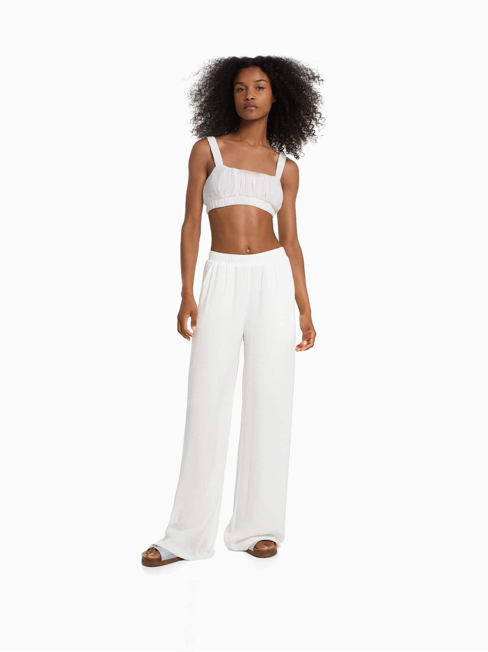 Wide-leg crepe trousers