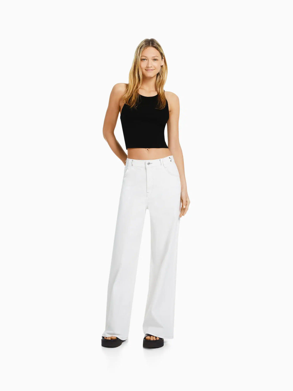 Sleeveless ribbed T-shirt
