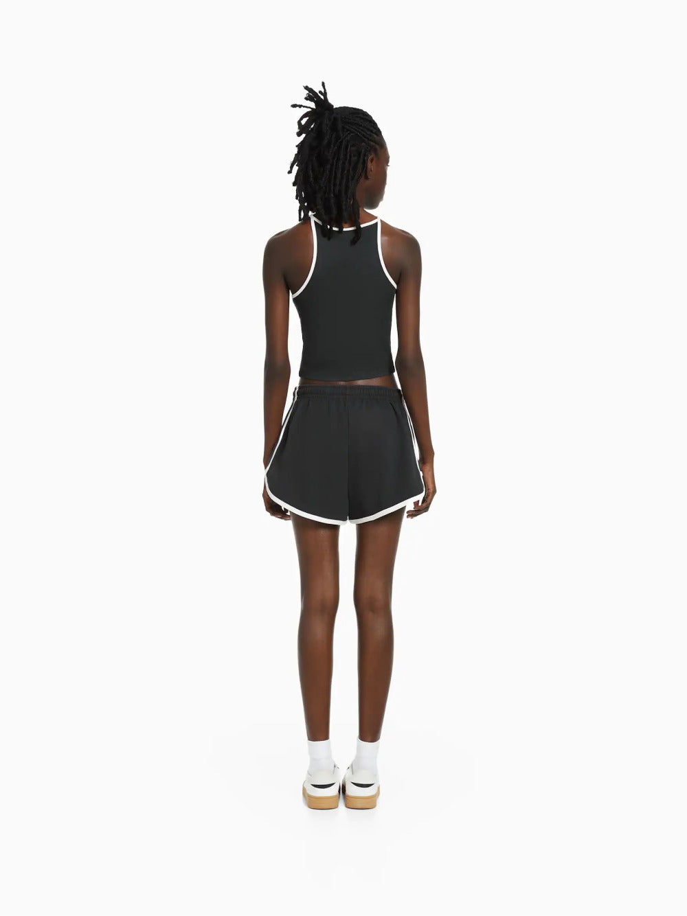 Ribbed printed strappy T-shirt