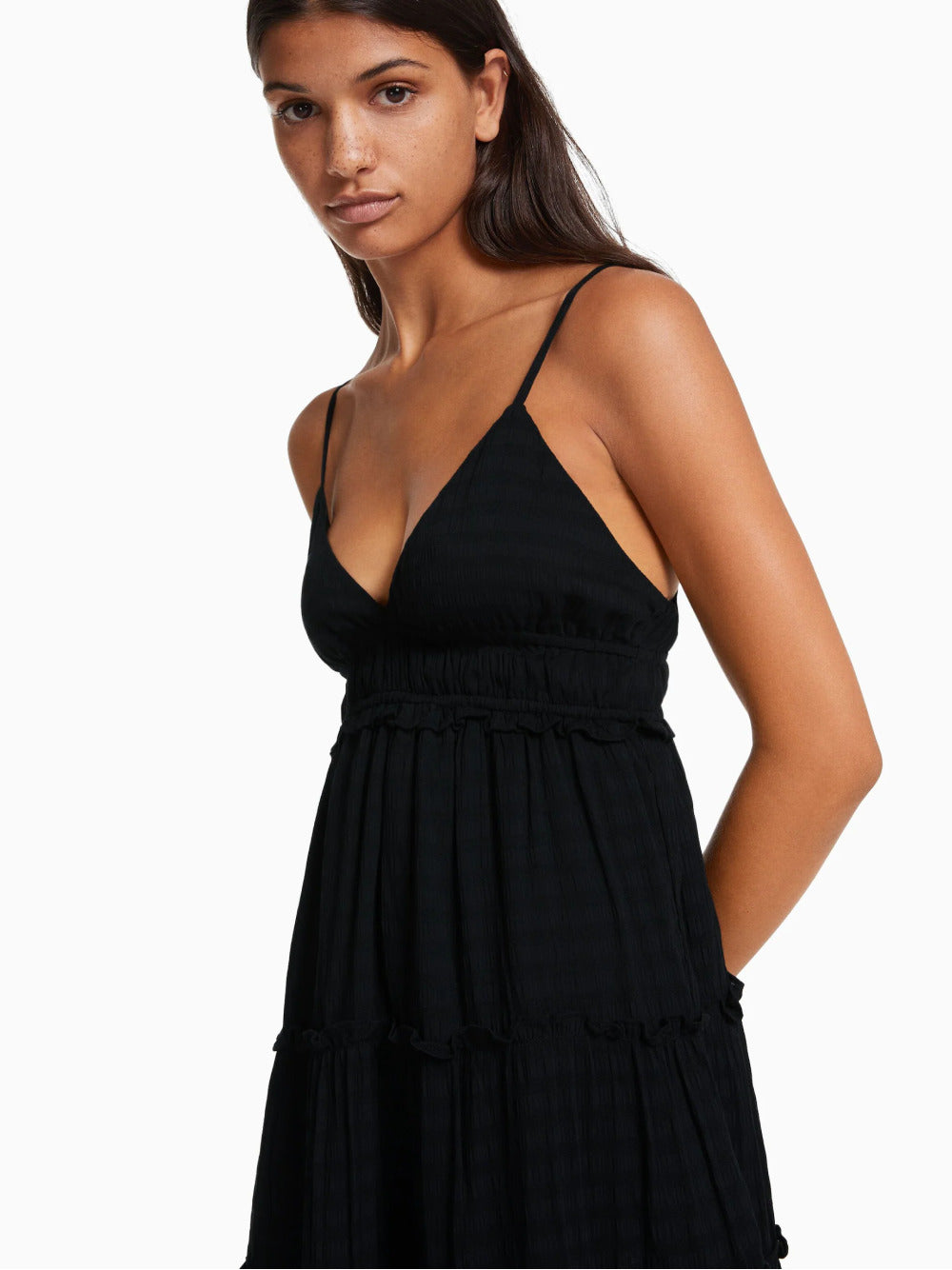 Mini dress with ruffled straps