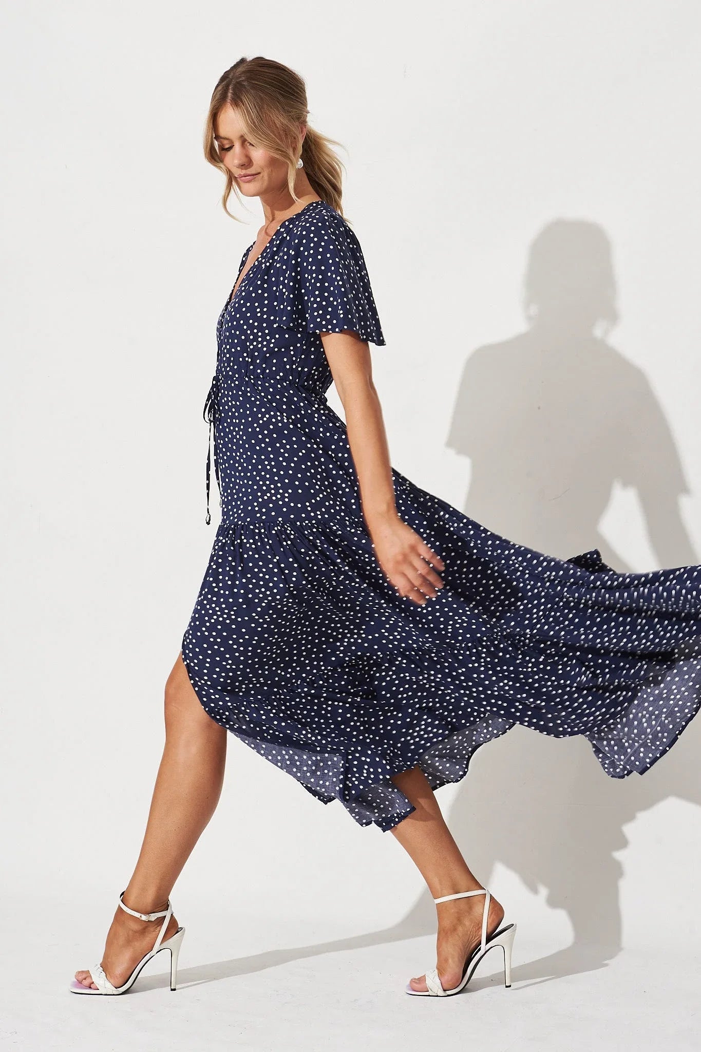 Violet Maxi Dress In Navy Spot