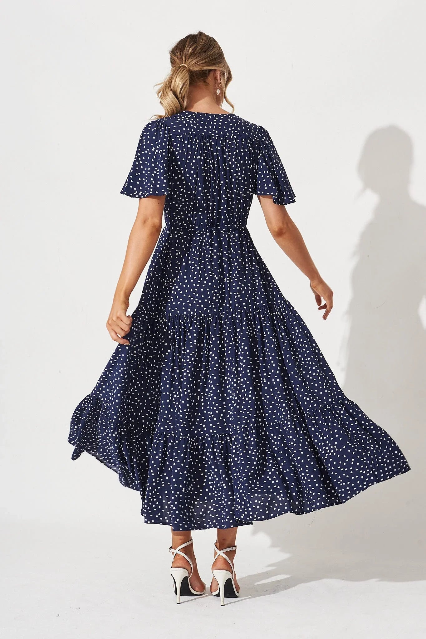 Violet Maxi Dress In Navy Spot