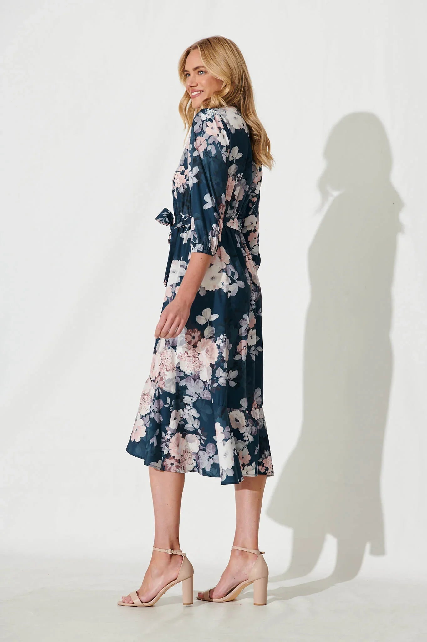 Jemimah Midi Teal Blush Floral