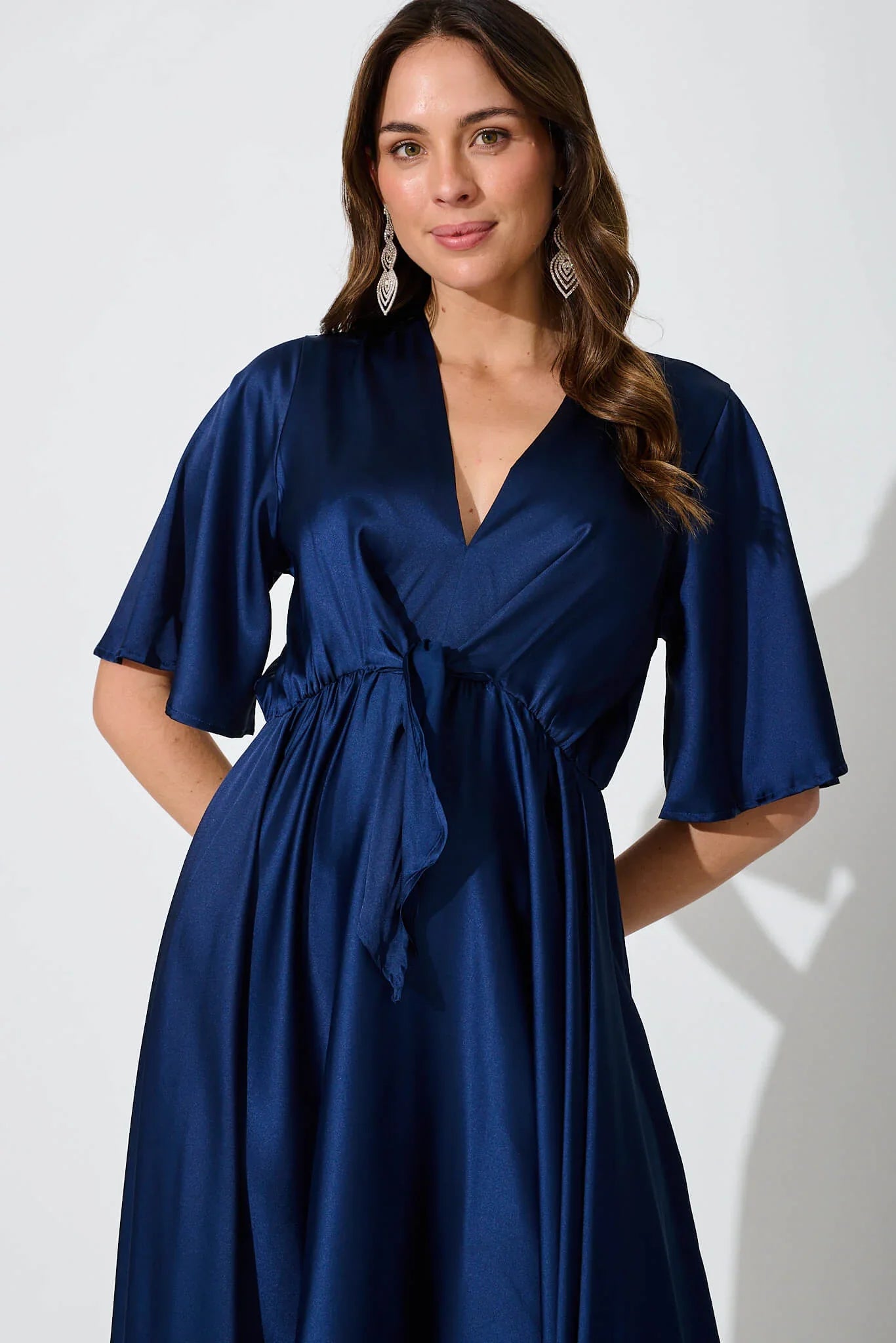 Helsinki Maxi Dress In Navy Satin