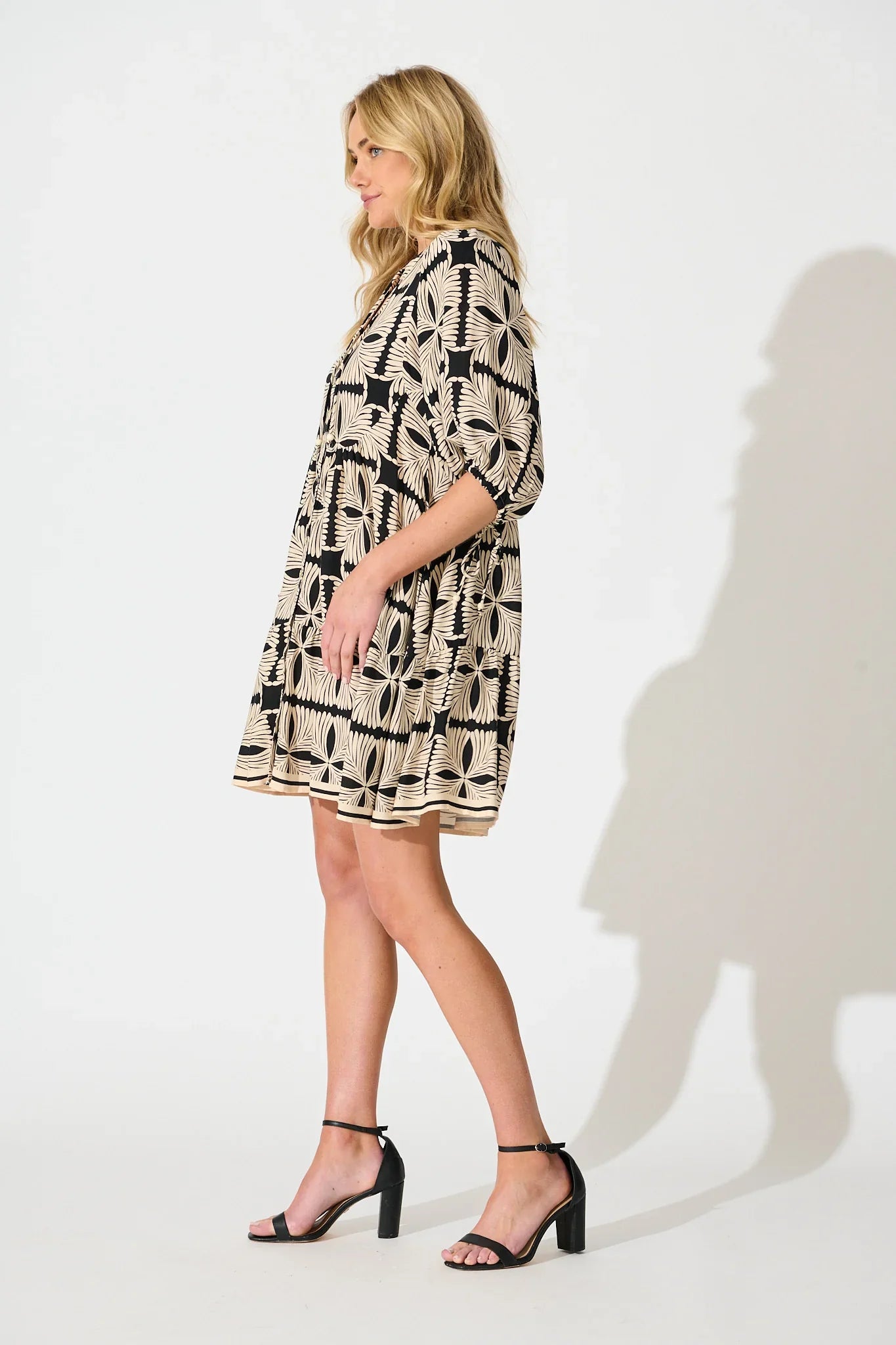 Emelyn Smock Cream Black Tile